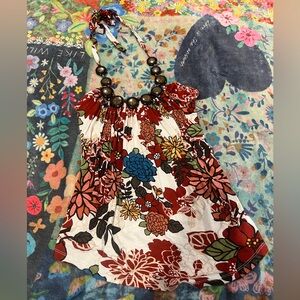 Floral Halter Top w/ Beaded Neckline